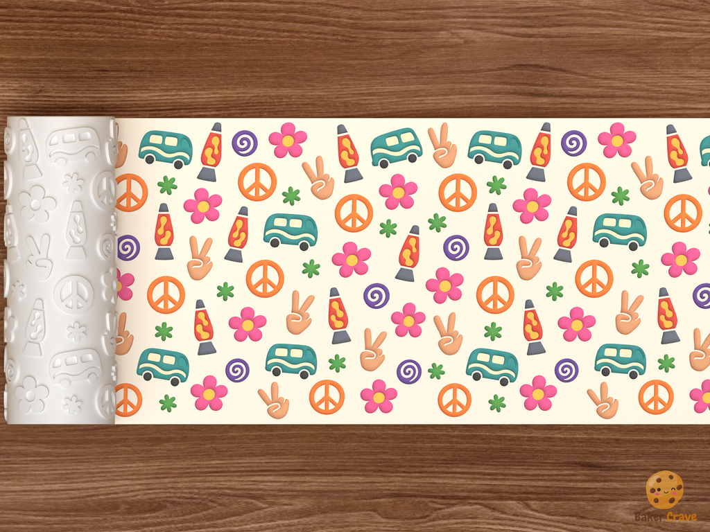 Groovy Peace Flower Power Textured Roller STL File