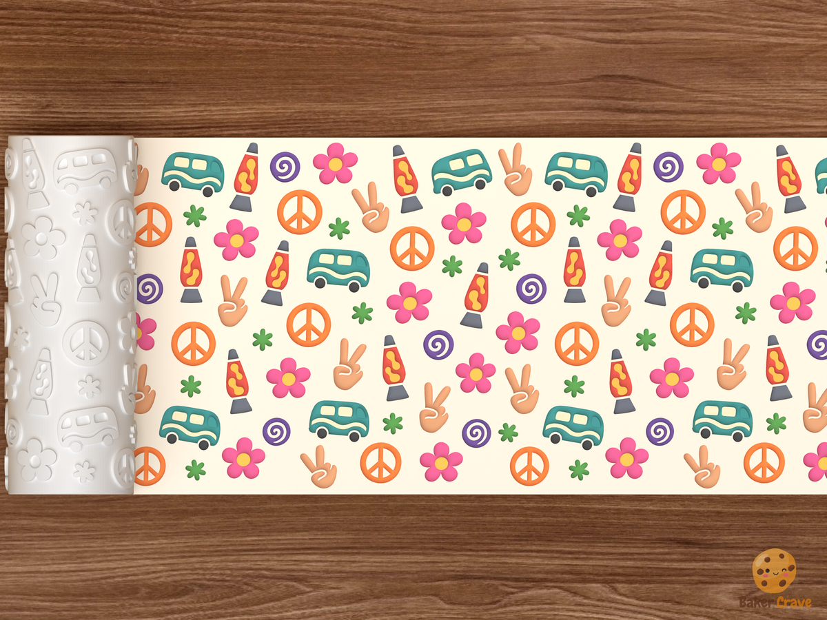 Groovy Peace Flower Power Textured Roller STL File