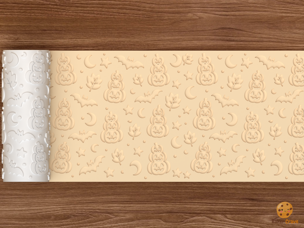 Jack O Lantern Stack Textured Roller STL File - 02 wide shot deboss