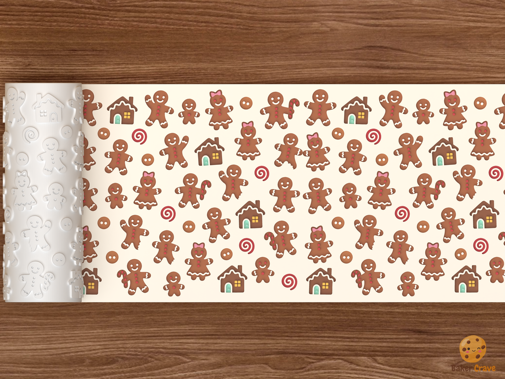 Gingerbread People Family Textured Roller STL File