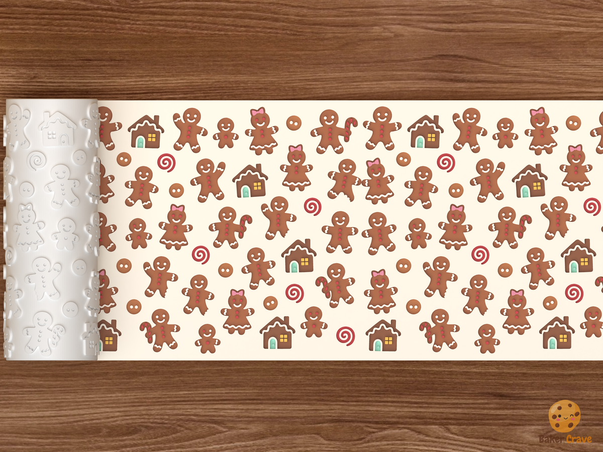Gingerbread People Family Textured Roller