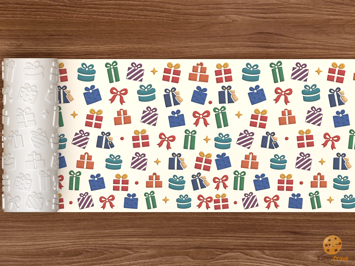 Wrapped Christmas Presents Bows Textured Roller