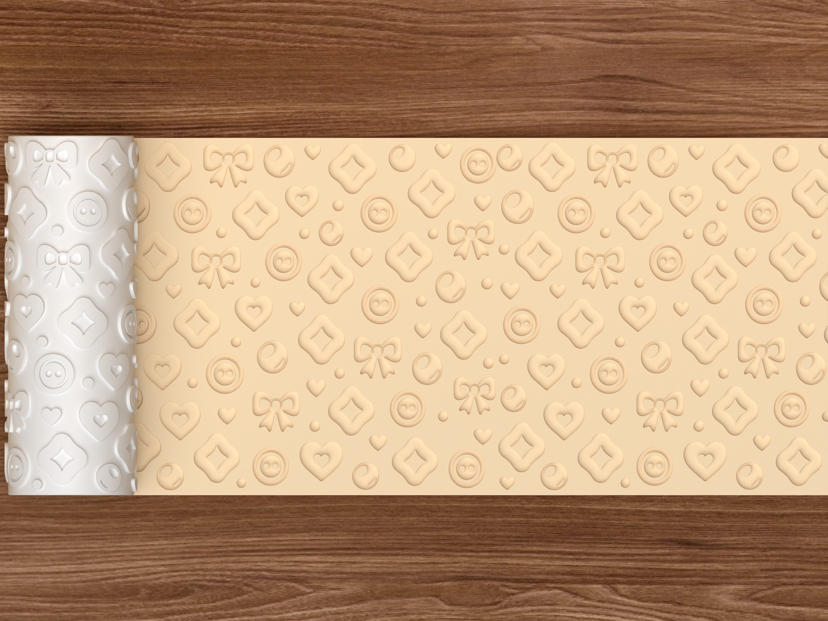Sewing Craft Textured Roller STL File - 02 wide shot deboss