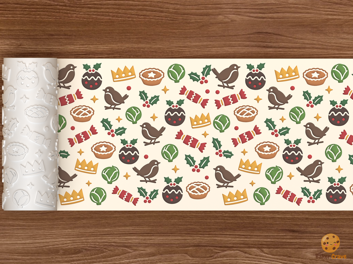 British Christmas Robin Pudding Crackers Textured Roller