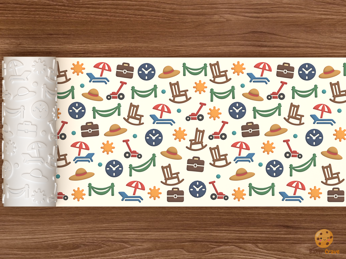 Happy Retirement Leisure Icons Textured Roller