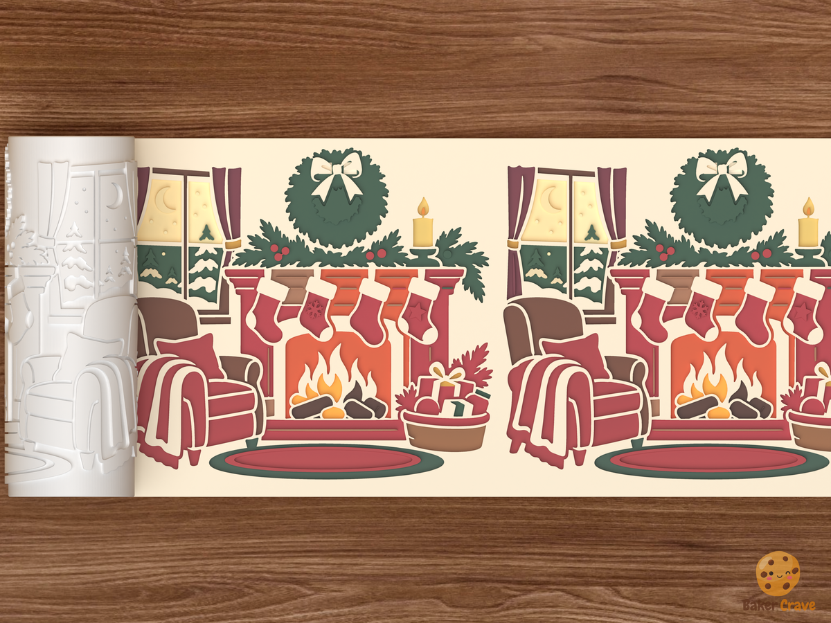 Stocking Hanging By the Mantel Textured Roller
