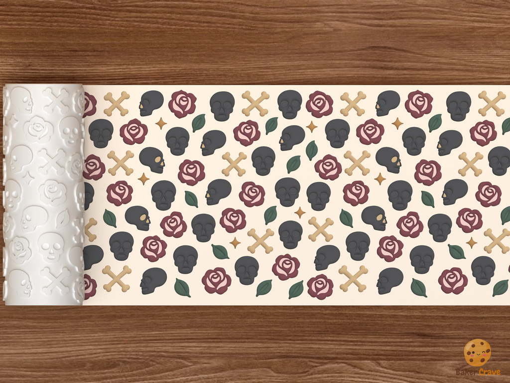 Gothic Skulls Roses Textured Roller STL File