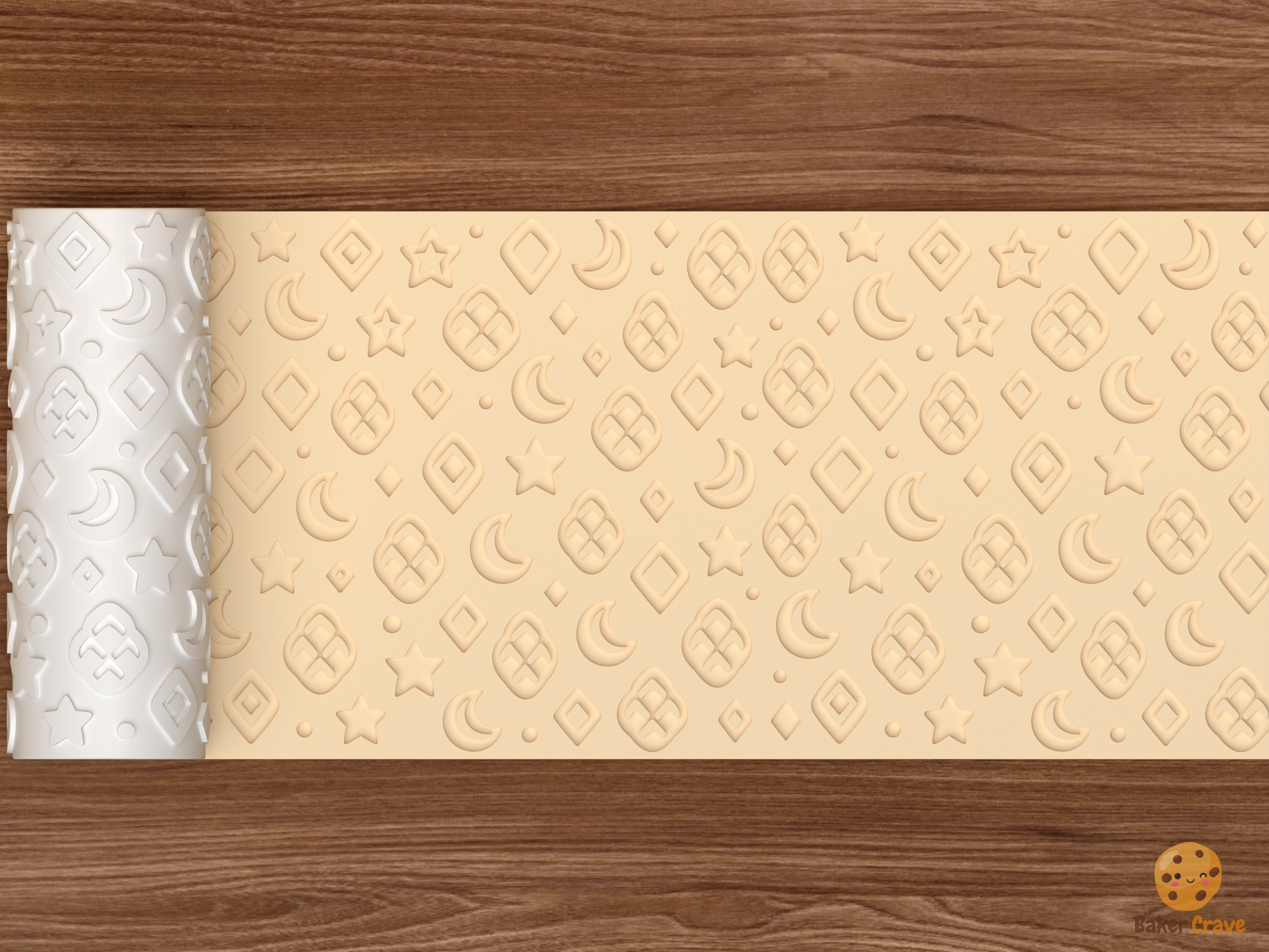 Snake Skin Geometric Textured Roller STL File - 02 wide shot deboss
