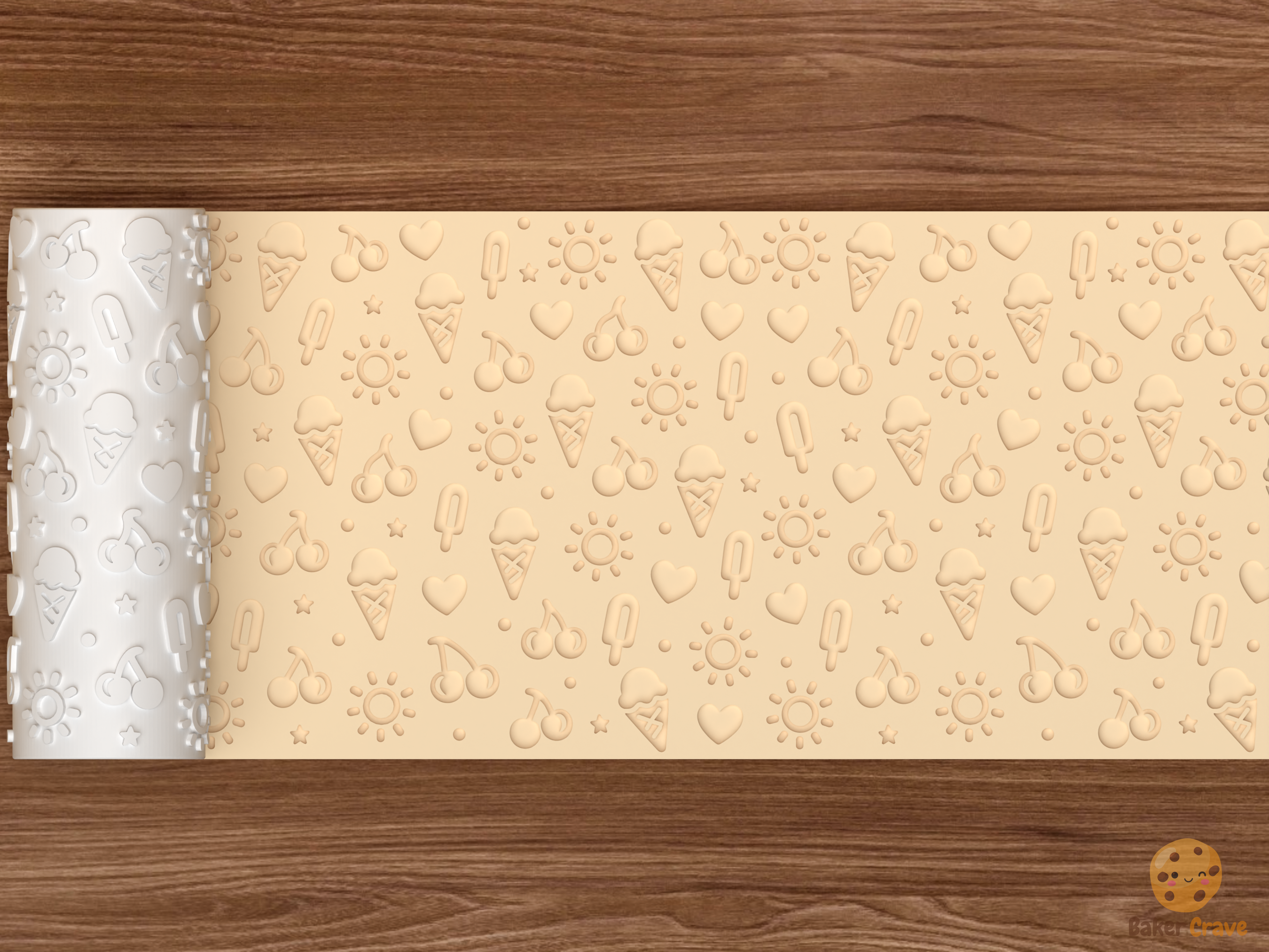 Summer Treats Textured Roller STL File - 02 wide shot deboss