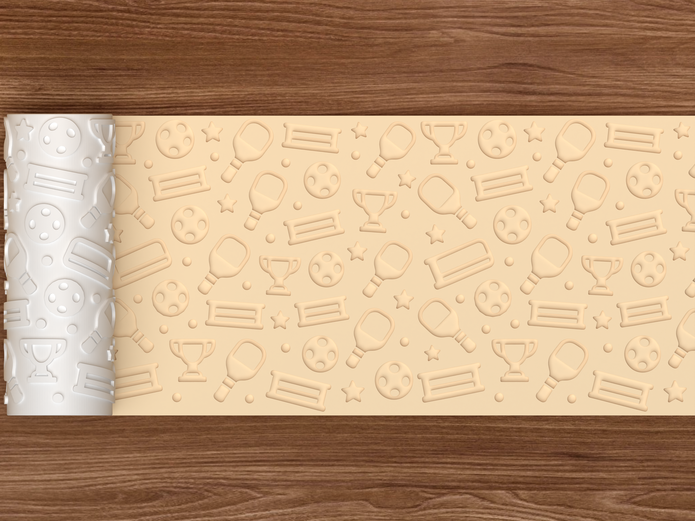 Pickleball Awards Textured Roller STL File - 02 wide shot deboss