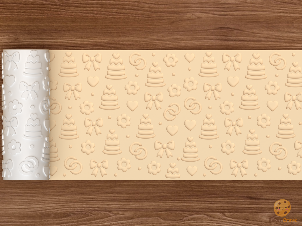 Wedding Cake Romance Textured Roller STL File - 02 wide shot deboss