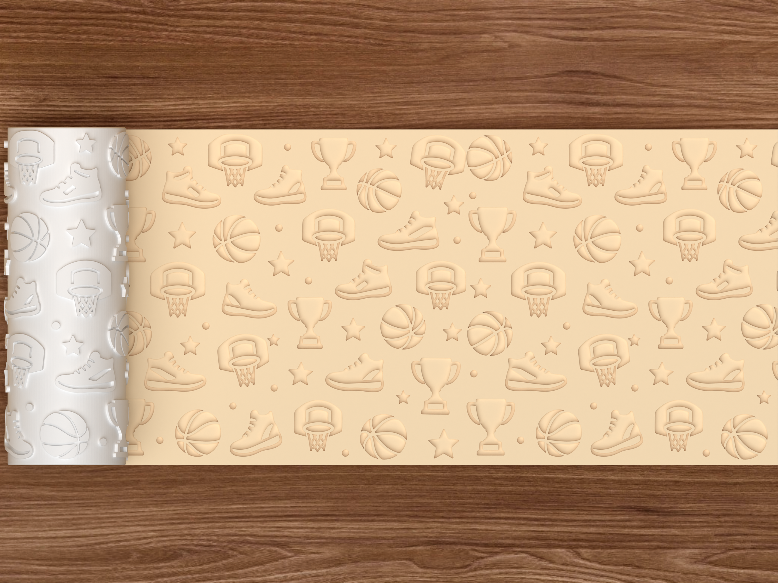 Basketball Sports Textured Roller STL File - 02 wide shot deboss