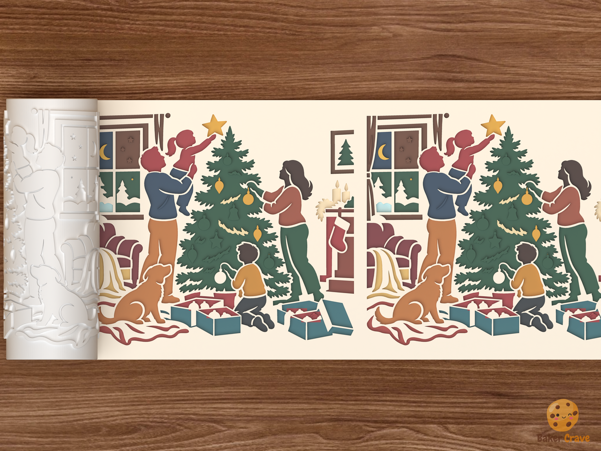 Tree Trimming Family Night Textured Roller