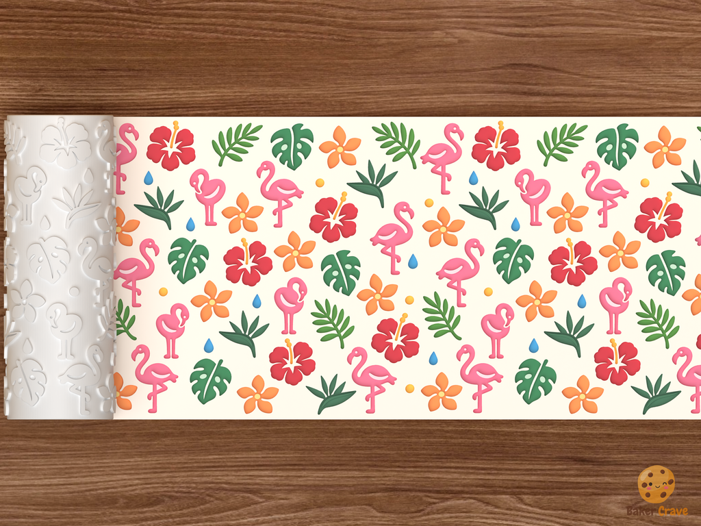 Tropical Flamingo Hibiscus Textured Roller STL File