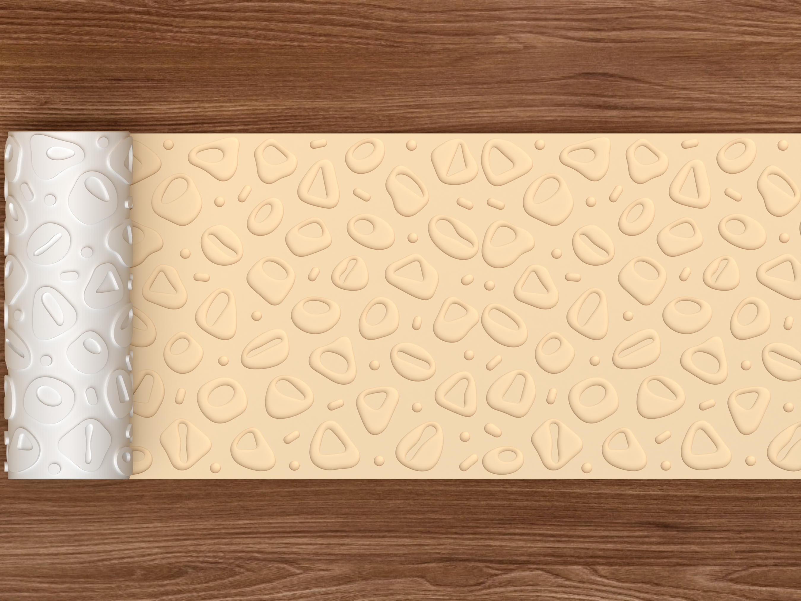 Mid Century Abstract Pebble Textured Roller STL File - 02 wide shot deboss