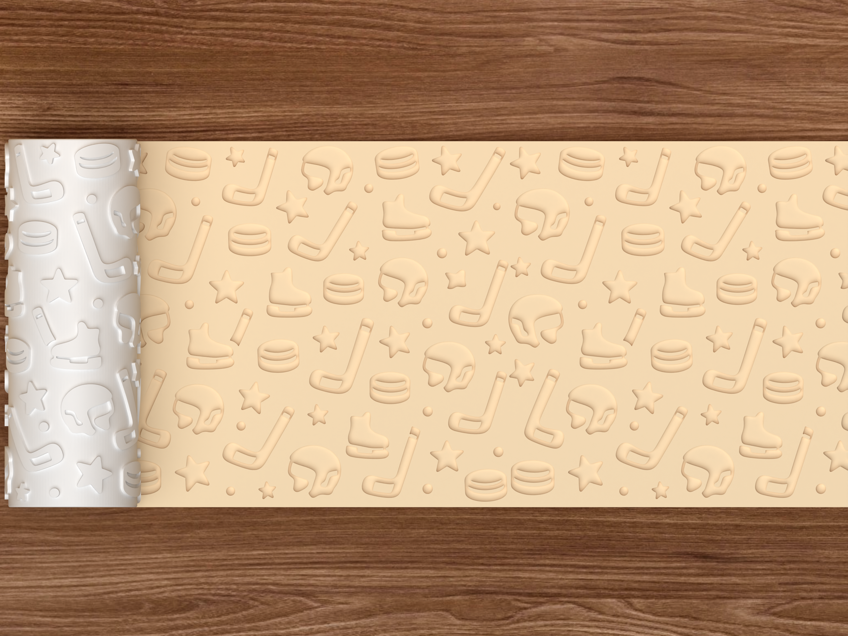 Ice Hockey Textured Roller STL File - 02 wide shot deboss