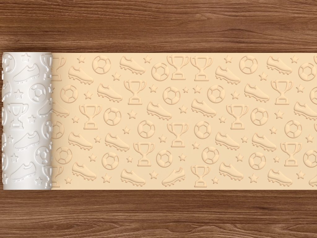 Soccer Trophy Textured Roller STL File - 02 wide shot deboss