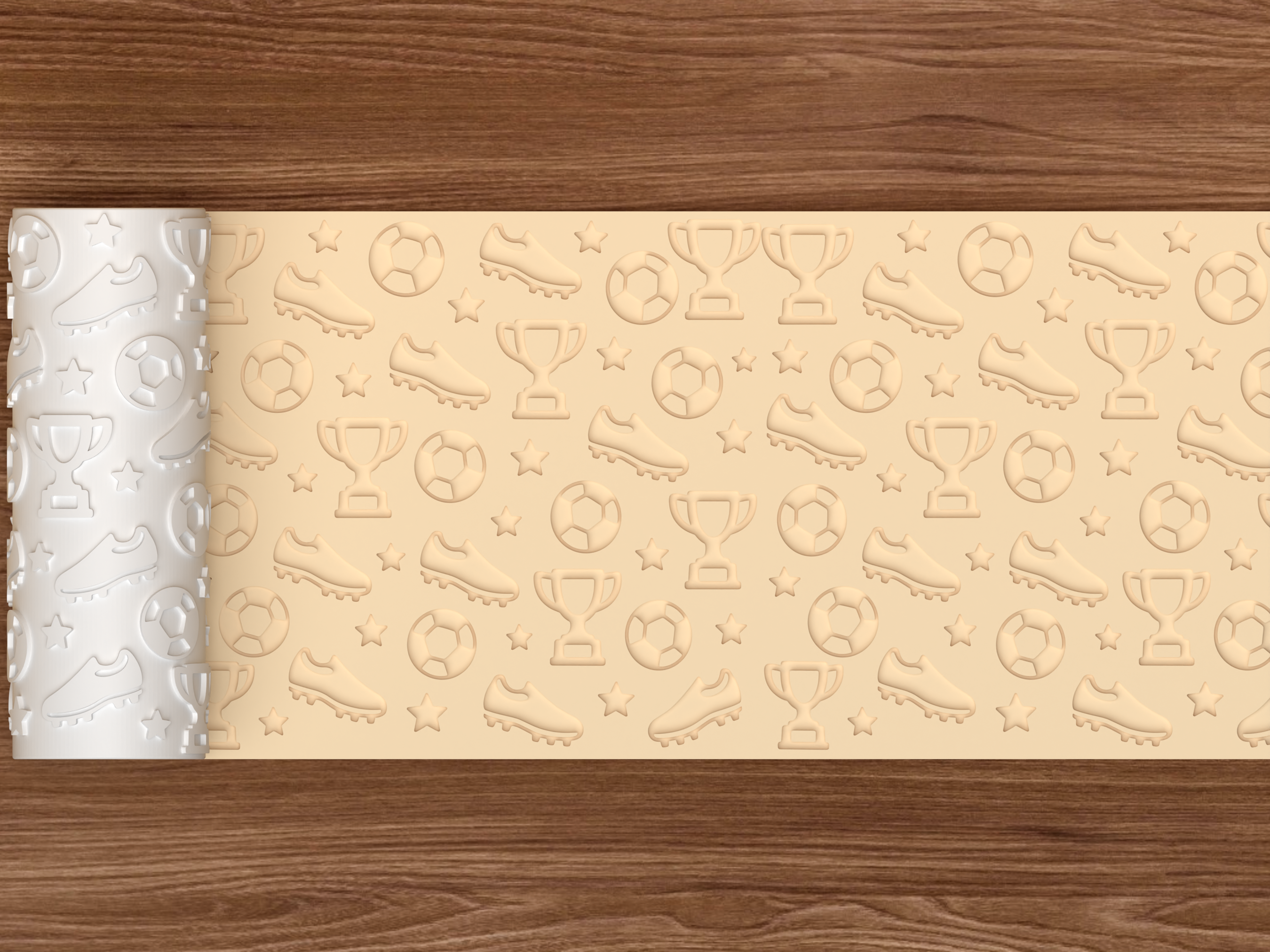 Soccer Trophy Textured Roller STL File - 02 wide shot deboss