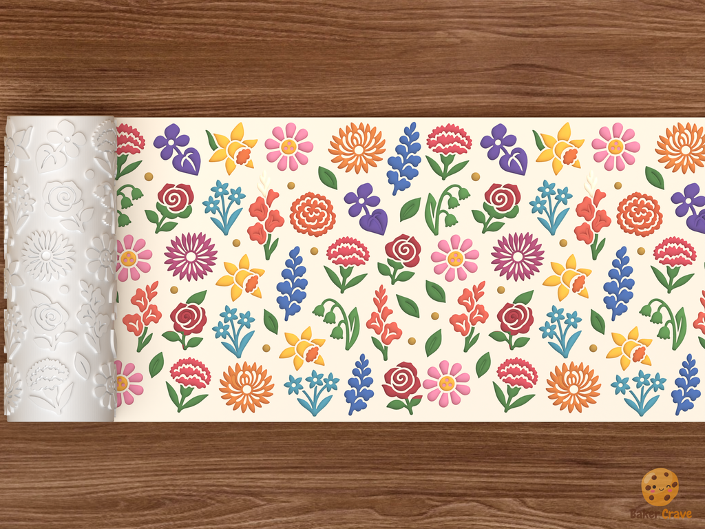Birth Month Flowers Textured Roller STL File