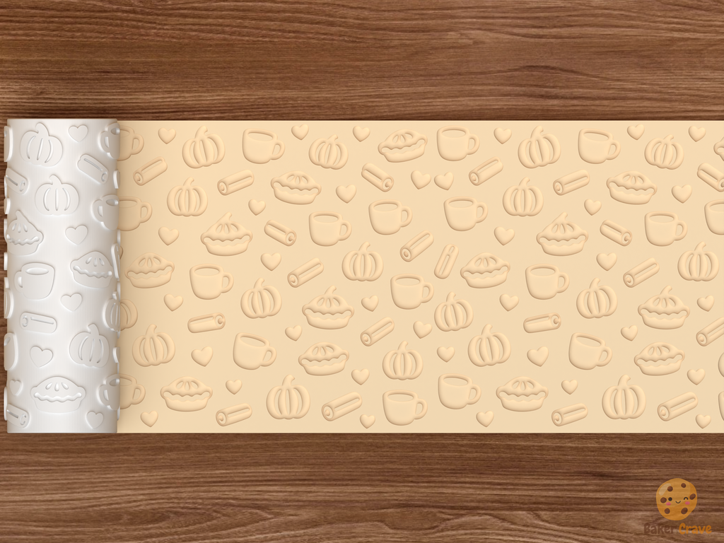Cozy Fall Baking Textured Roller STL File - 02 wide shot deboss