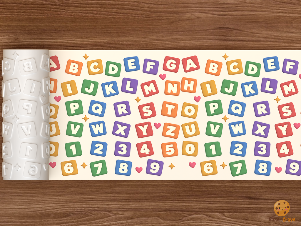 Alphabet Number Blocks Textured Roller STL File