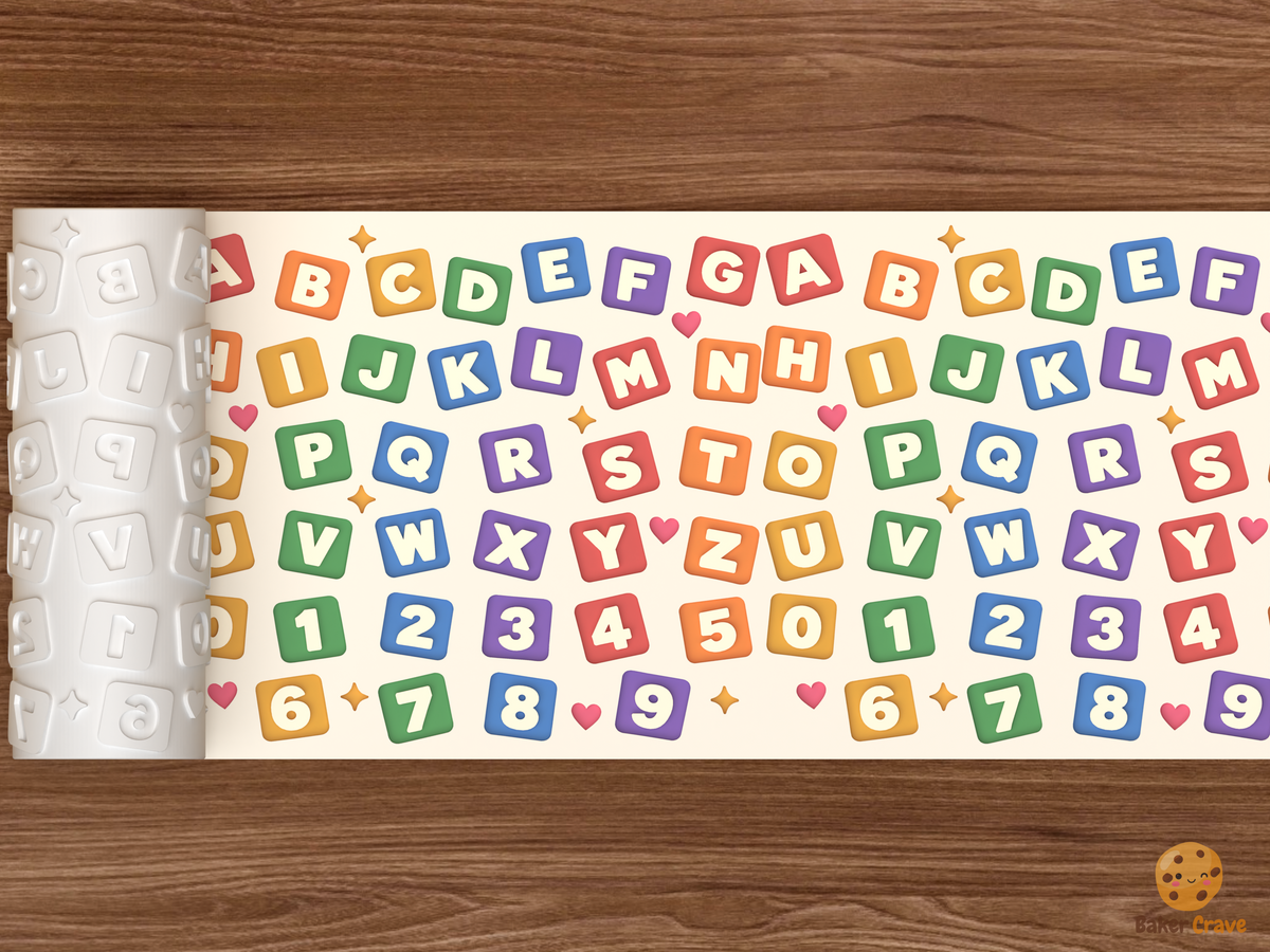 Alphabet Number Blocks Textured Roller STL File