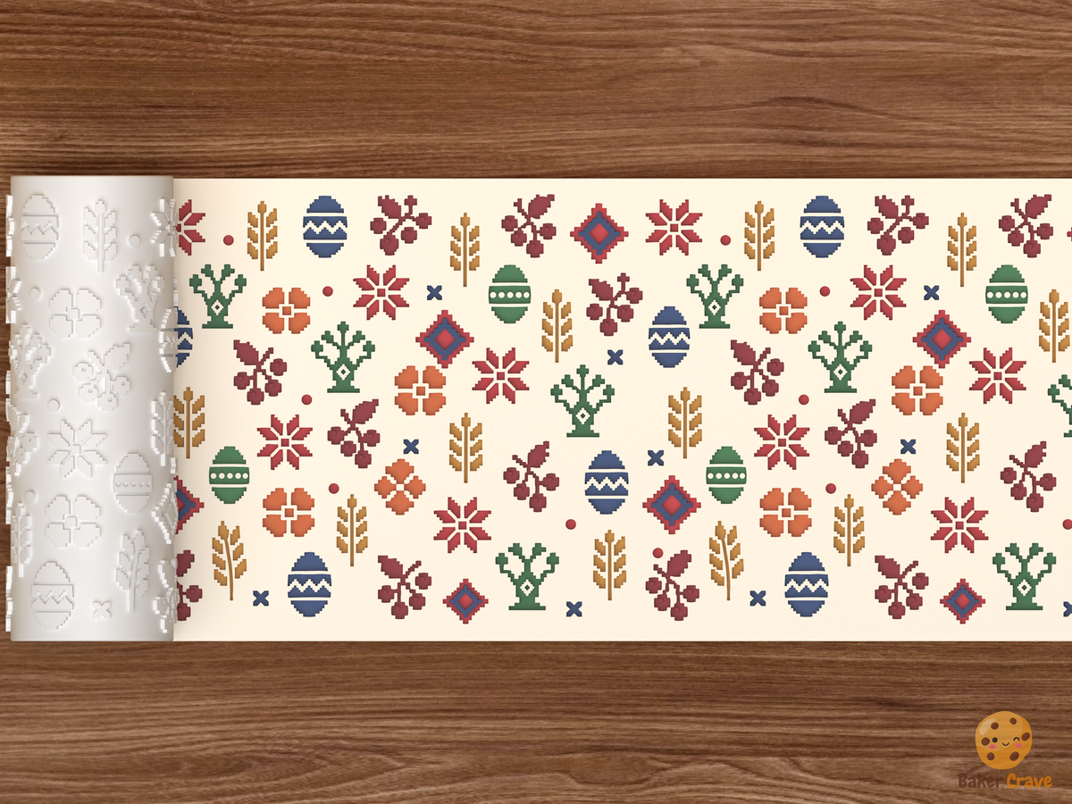 Ukrainian Vyshyvanka Cross Stitch Motifs Textured Roller