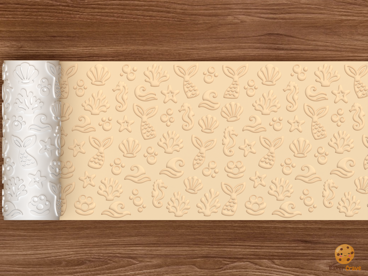 Mermaid Lagoon Textured Roller STL File