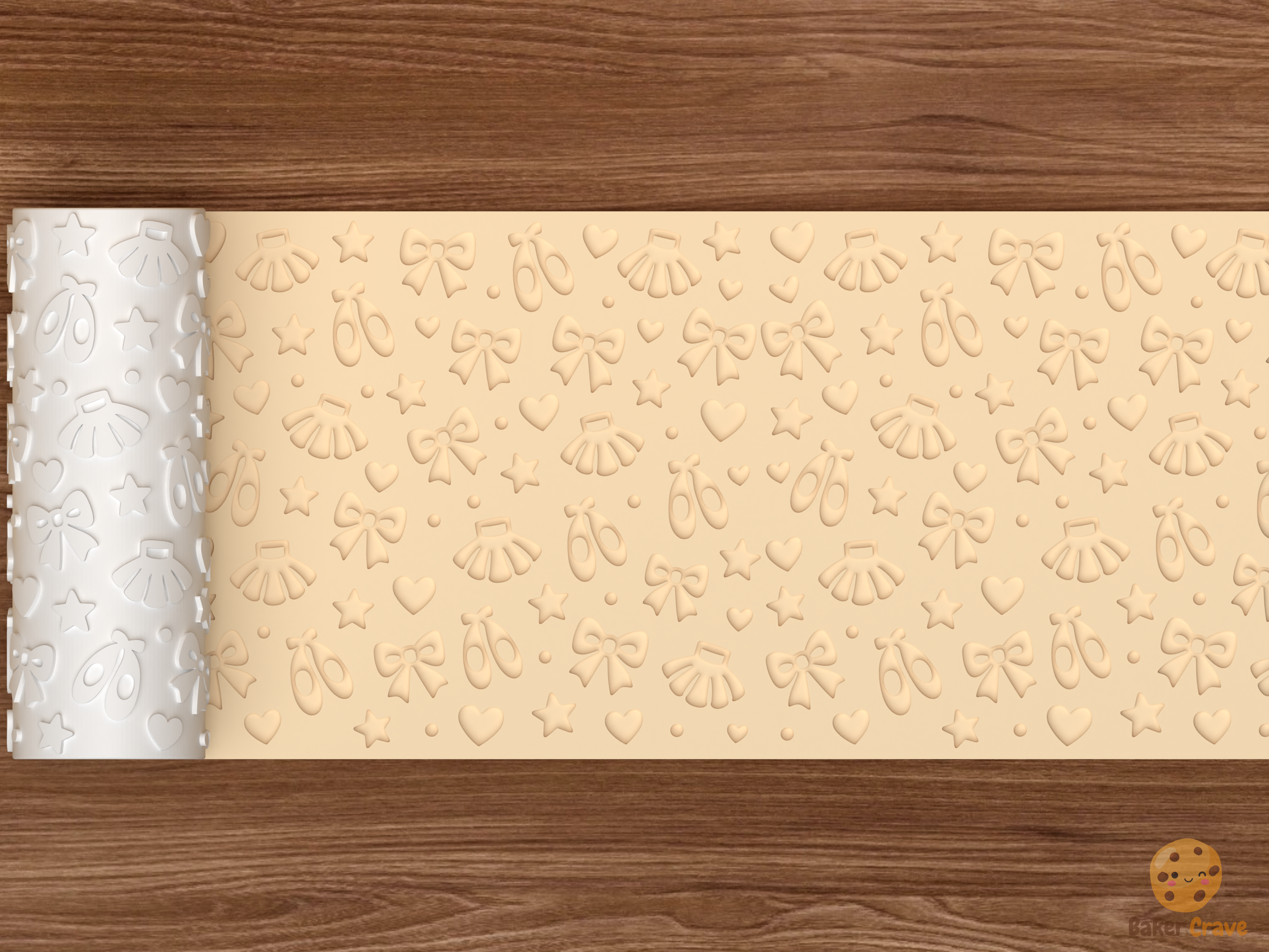 Ballet Dance Textured Roller STL File - 02 wide shot deboss