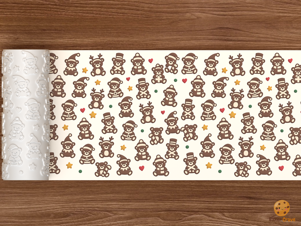 Christmas Teddy Bears In Holiday Costumes Textured Roller STL File