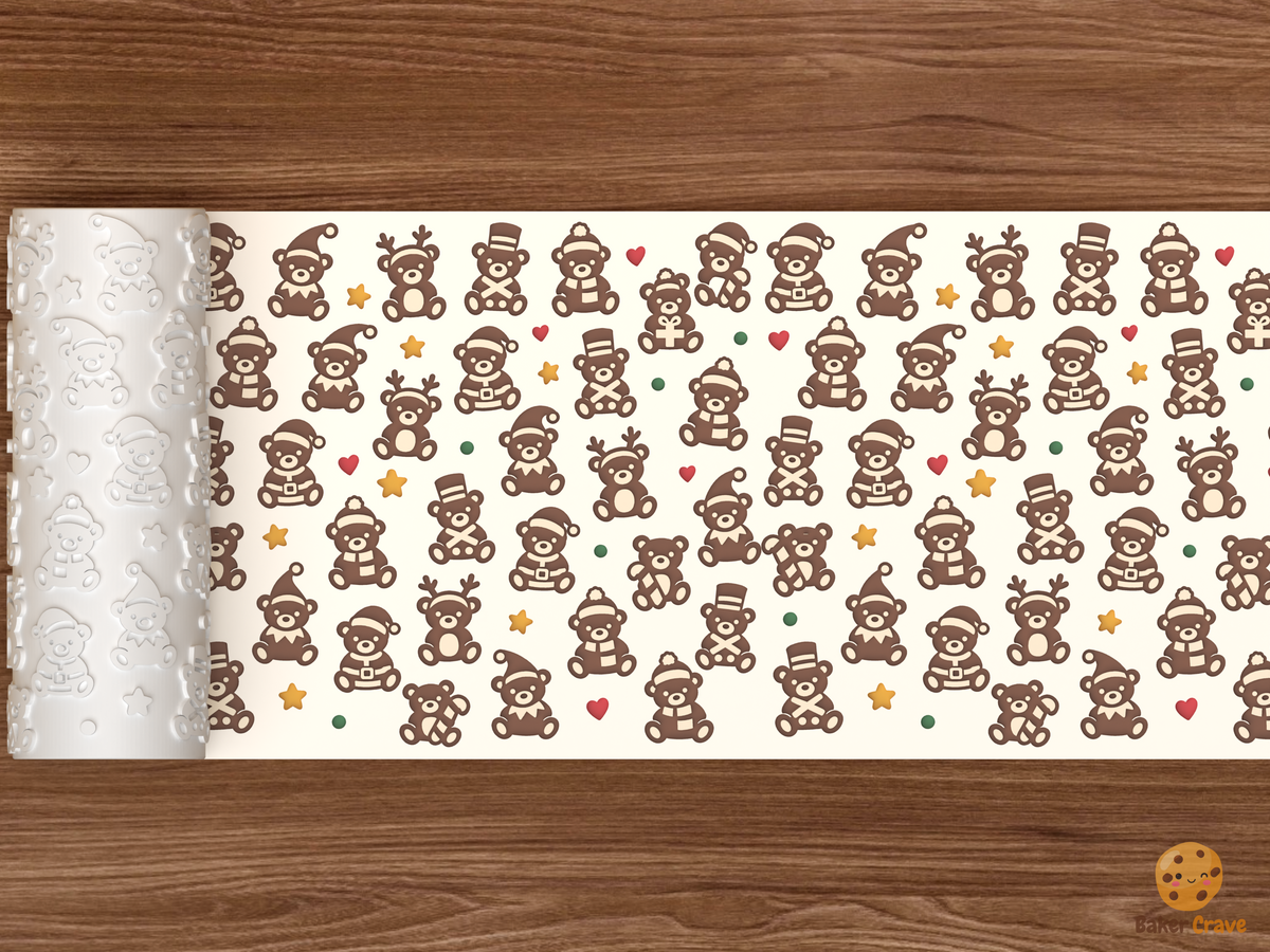 Christmas Teddy Bears In Holiday Costumes Textured Roller