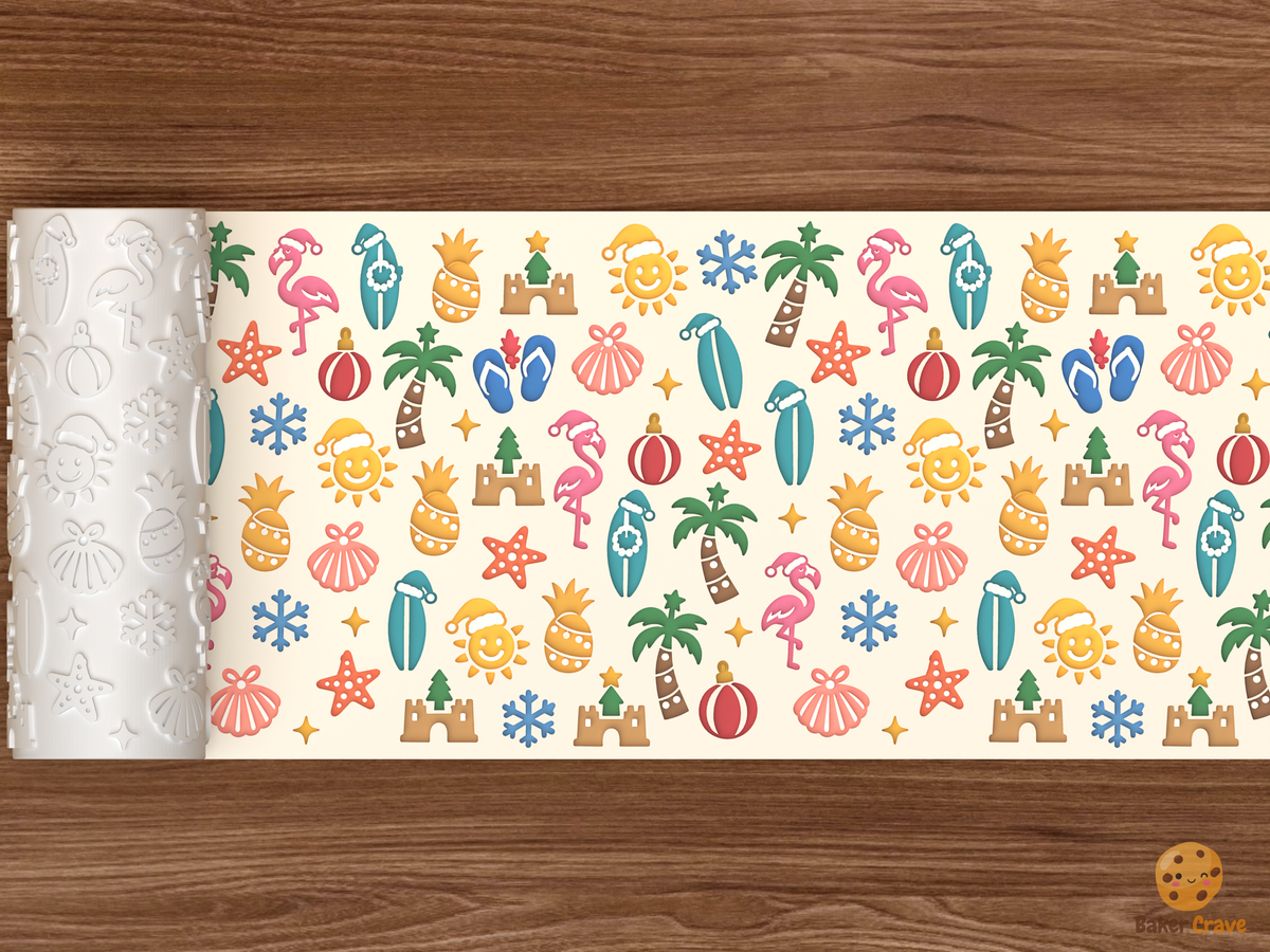 Coastal Tropical Christmas Beach Santa Christmas In Textured Roller