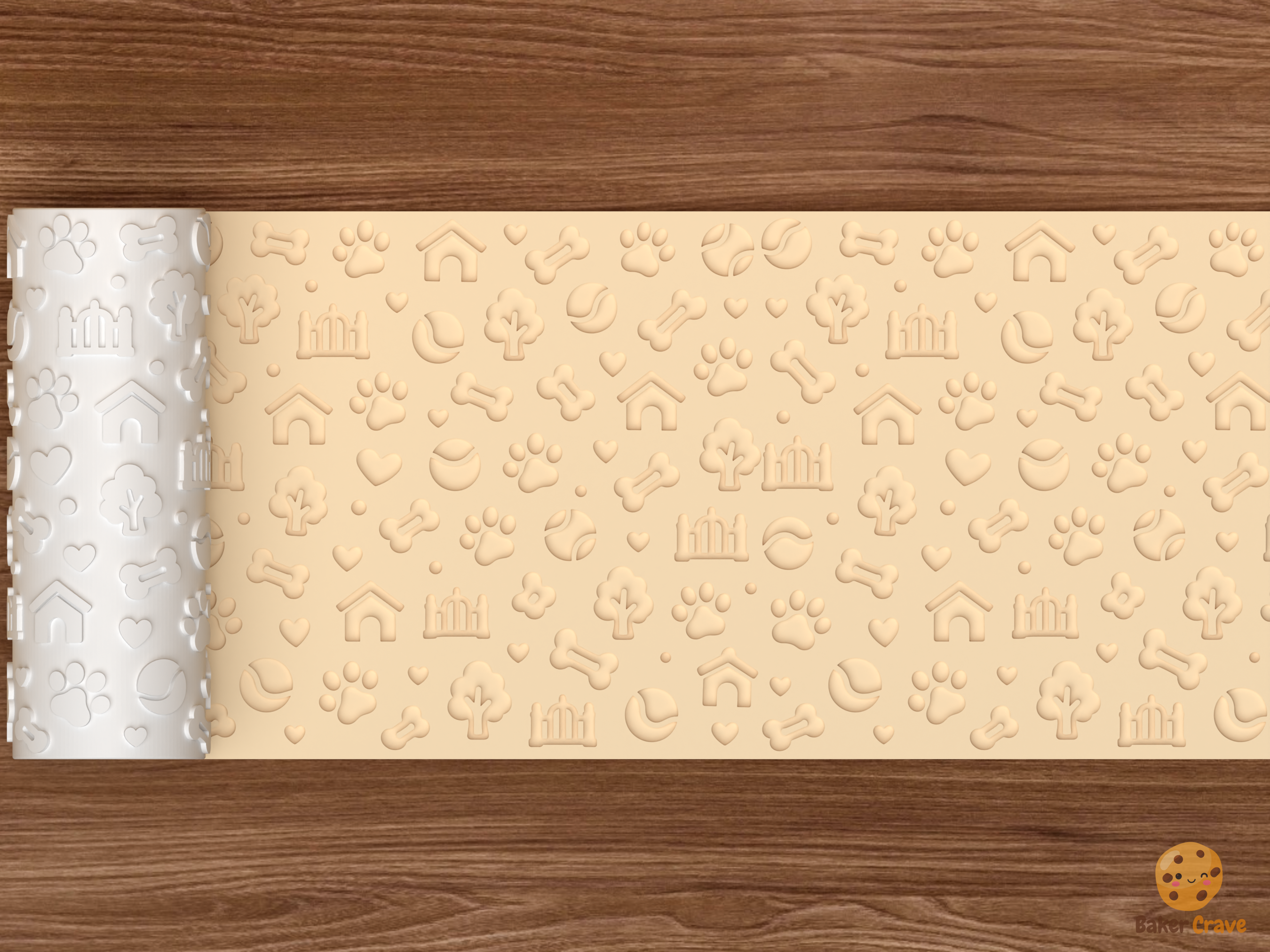 Dog Park Textured Roller STL File - 02 wide shot deboss