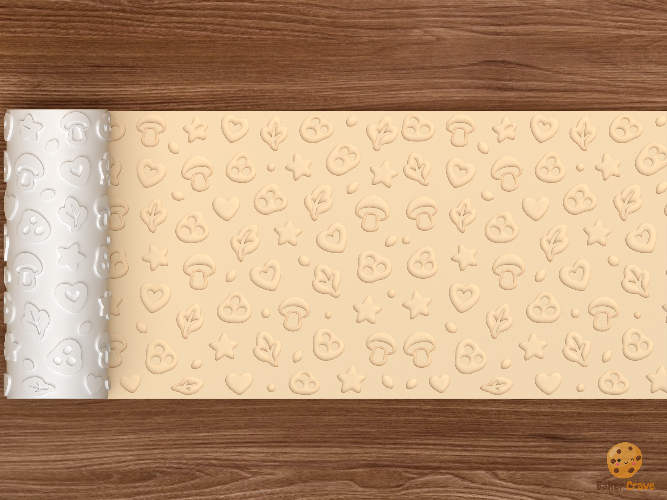 Fawn Forest Textured Roller STL File - 02 wide shot deboss