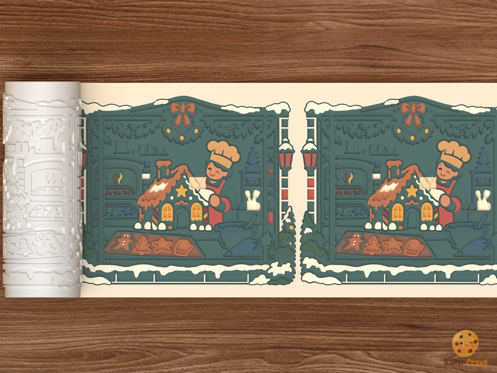 Gingerbread Bakery Window Textured Roller STL File