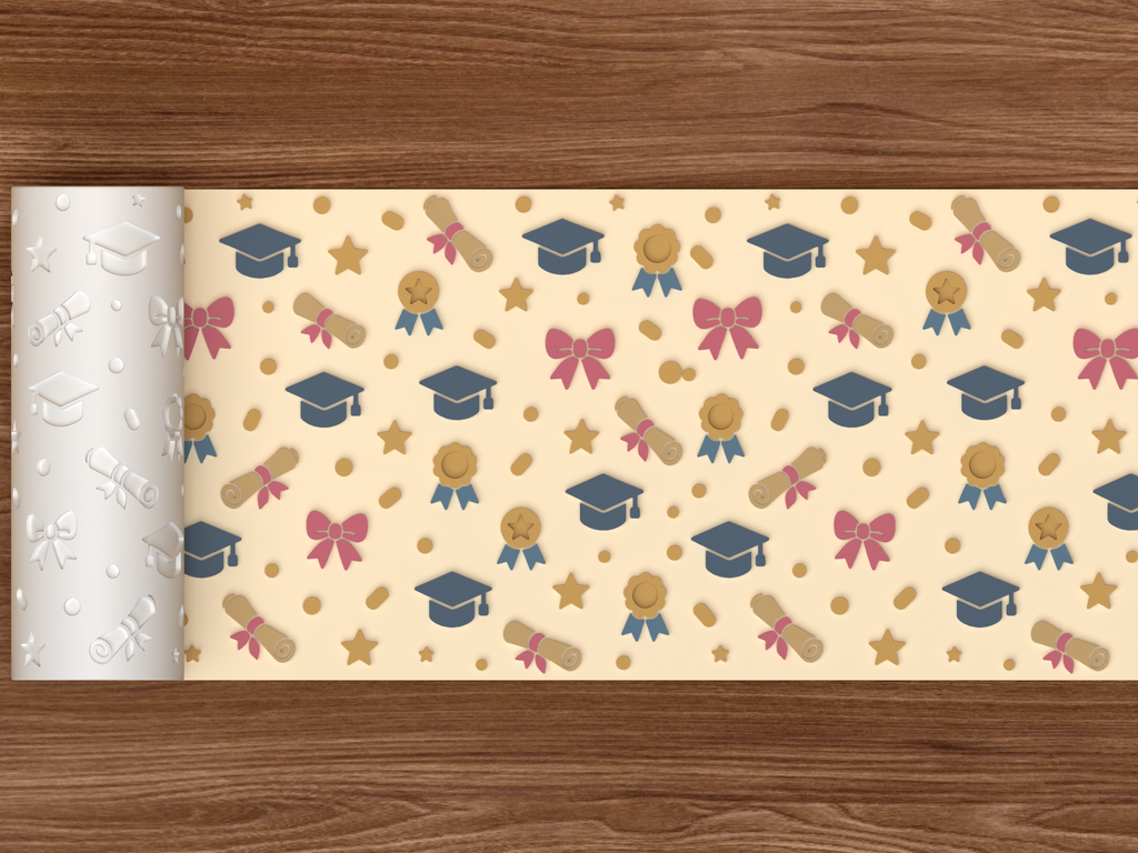 Graduation Celebration Textured Roller STL File - 02 wide shot emboss colored
