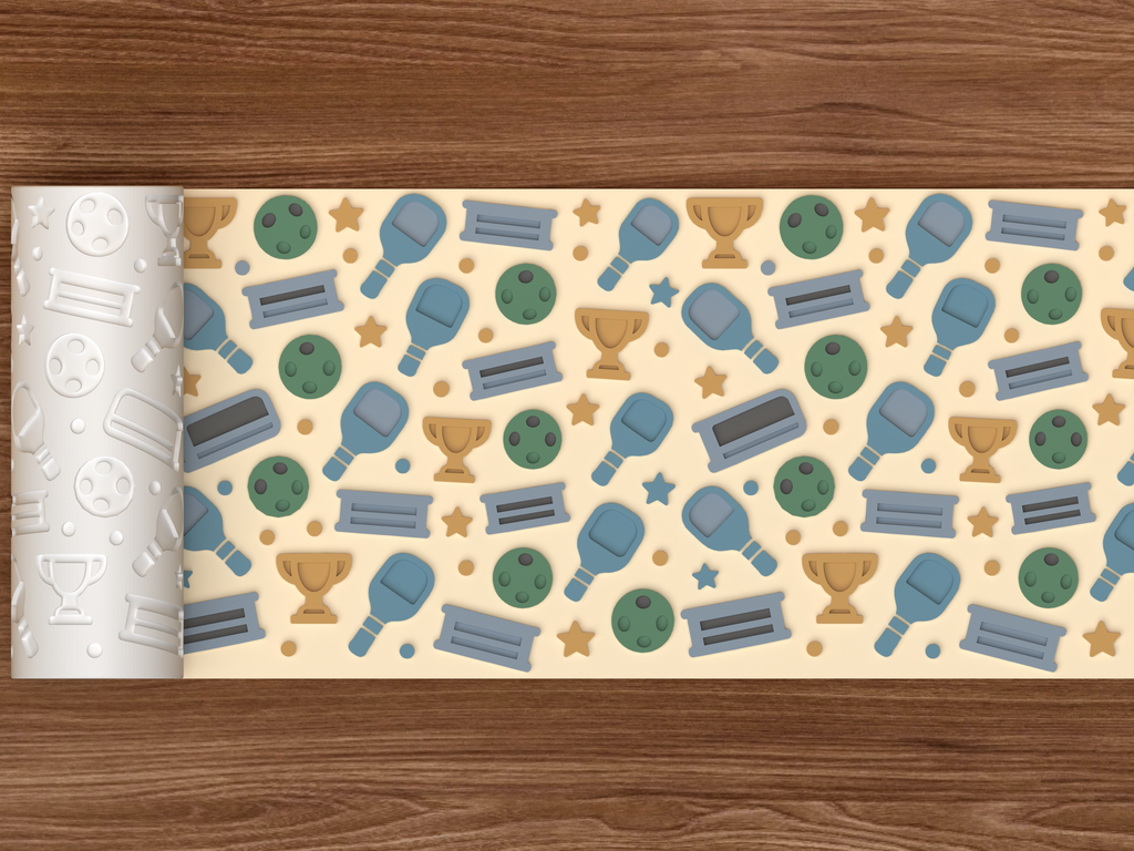 Pickleball Awards Textured Roller STL File - 02 wide shot emboss colored