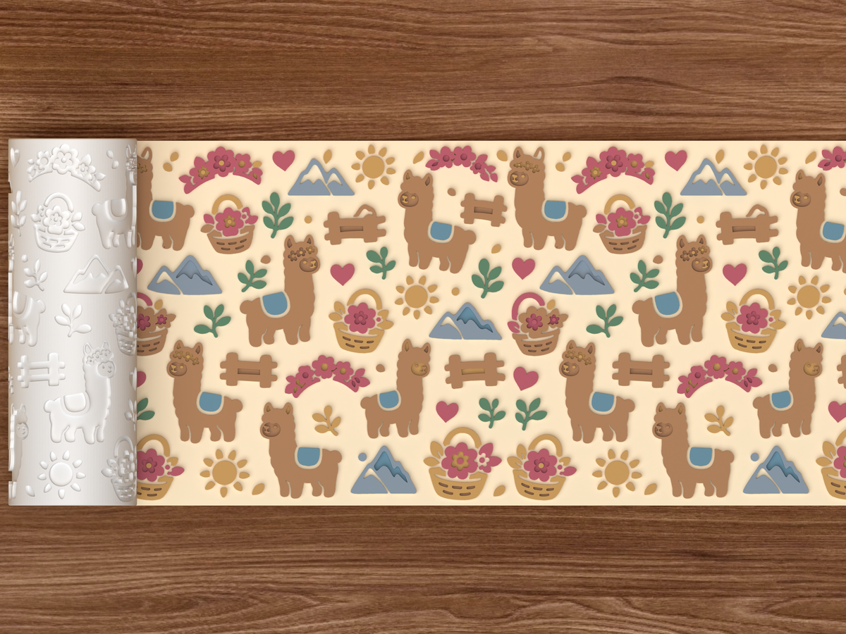 Alpaca Flower Farm Textured Roller - 02 wide shot emboss colored
