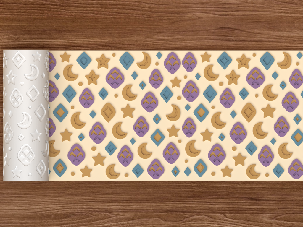 Snake Skin Geometric Textured Roller STL File - 02 wide shot emboss colored