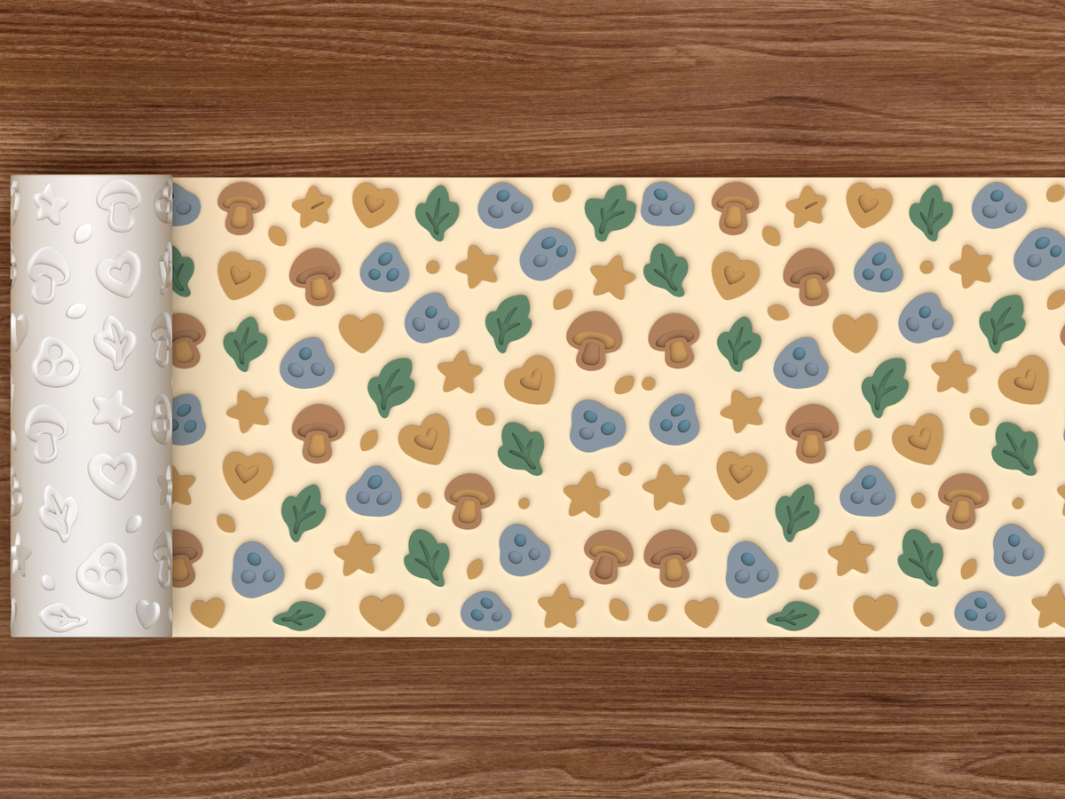 Fawn Forest Textured Roller STL File - 02 wide shot emboss colored