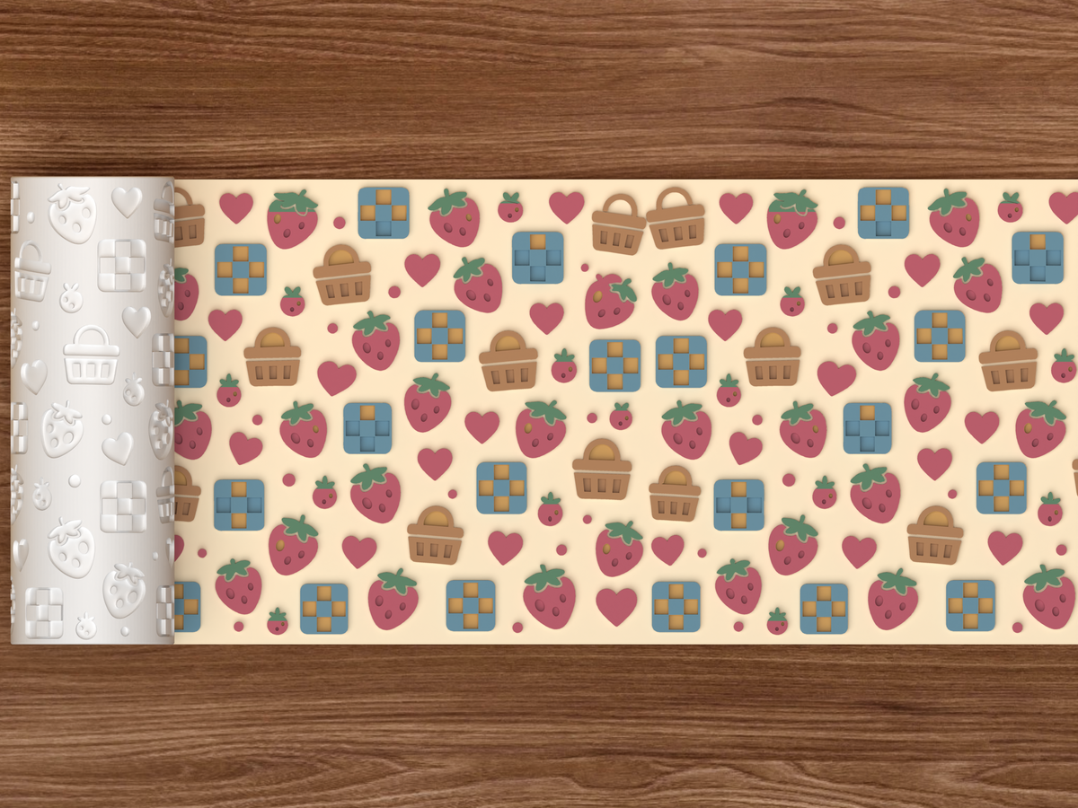 Strawberry Picnic Textured Roller - 02 wide shot emboss colored