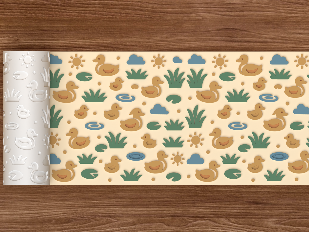 Duck Pond Textured Roller STL File - 02 wide shot emboss colored