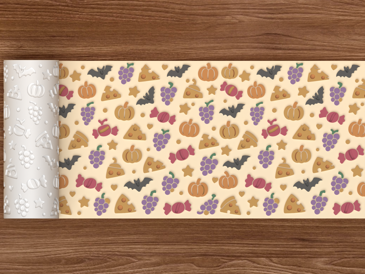 Halloween Snack Board Textured Roller STL File - 02 wide shot emboss colored