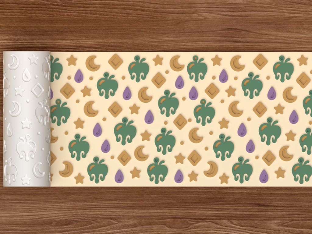 Poison Apple Charms Textured Roller STL File - 02 wide shot emboss colored