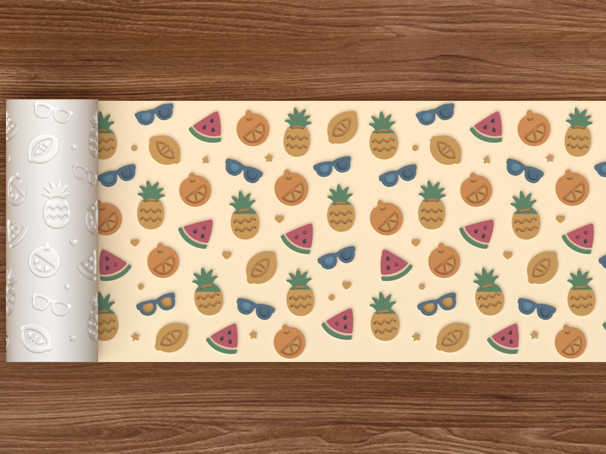 Summer Fruit Vacation Textured Roller - 02 wide shot emboss colored