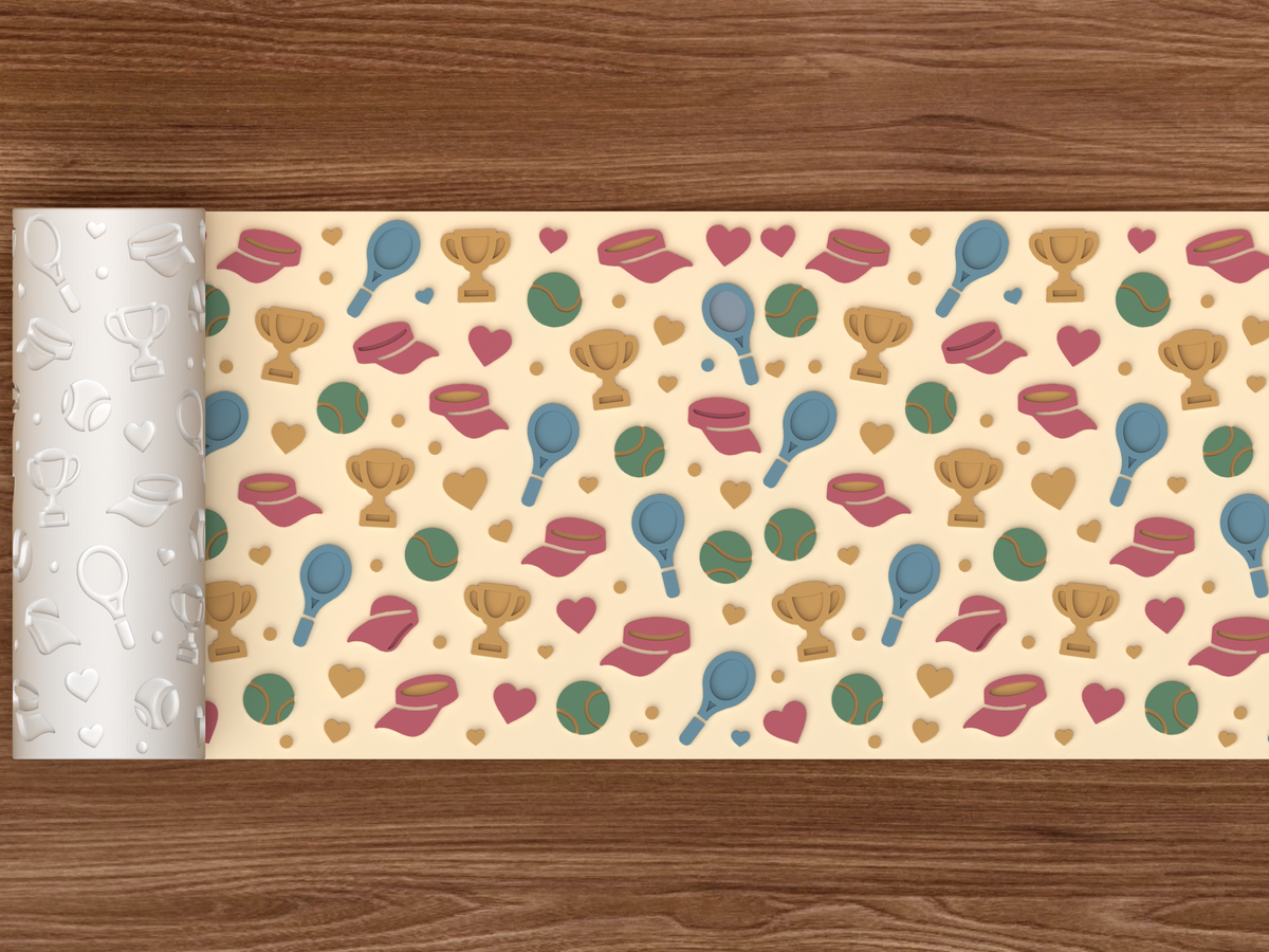 Tennis Love Textured Roller STL File - 02 wide shot emboss colored