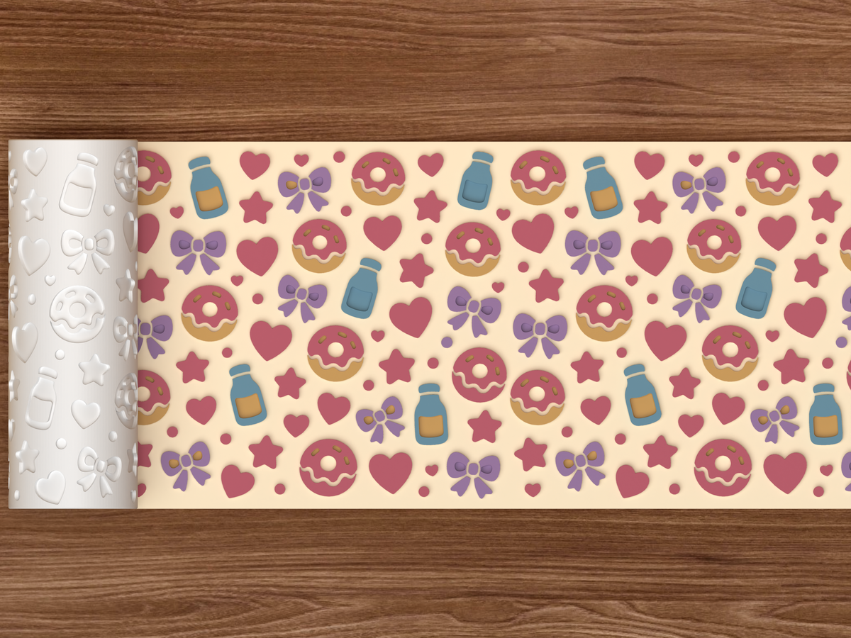 Sweet Treats Textured Roller STL File - 02 wide shot emboss colored