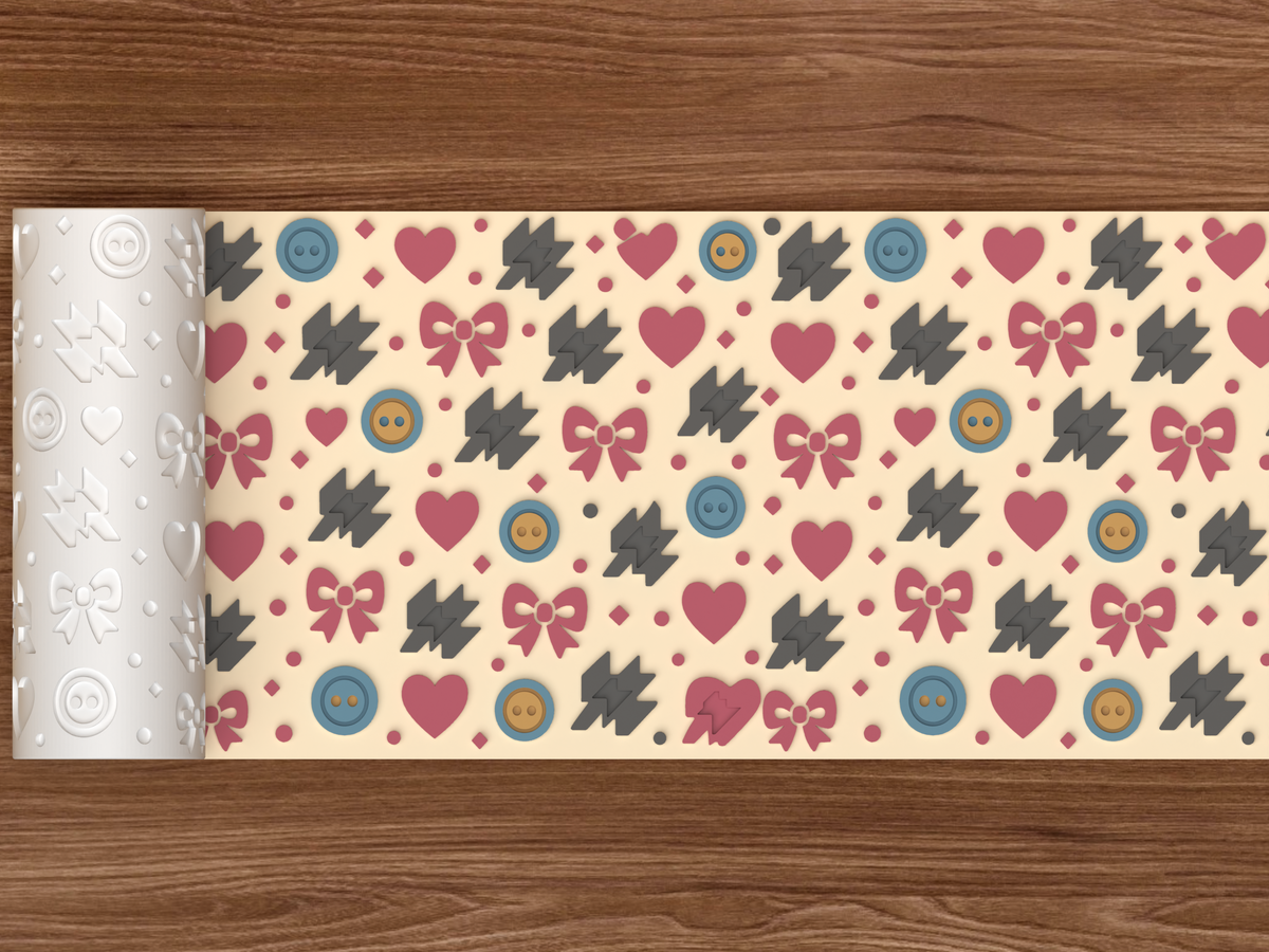 Kawaii Pop Icons Textured Roller - 02 wide shot emboss colored