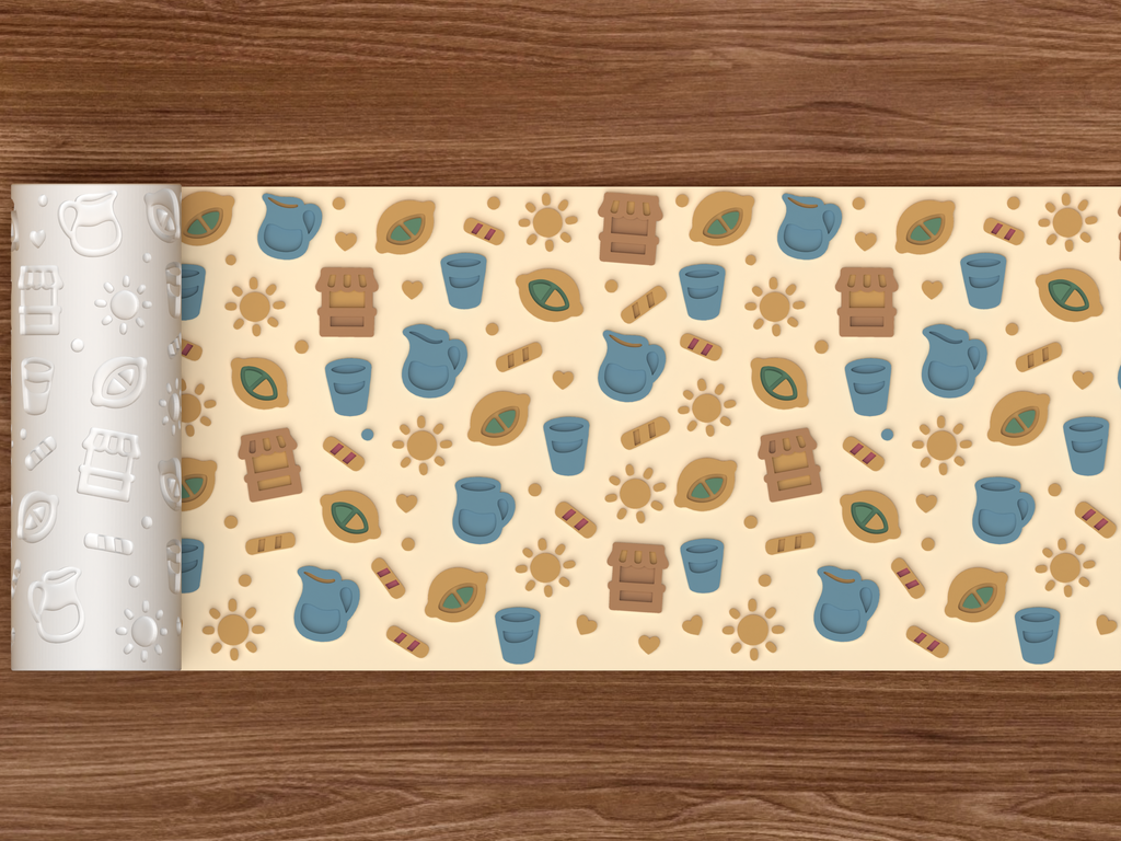 Lemonade Stand Textured Roller STL File - 02 wide shot emboss colored