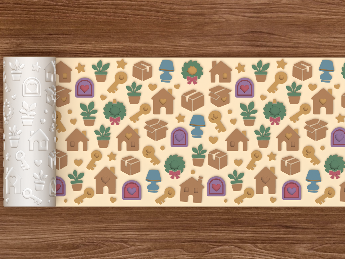 Home Housewarming Textured Roller STL File - 02 wide shot emboss colored